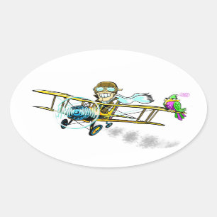 Pegatina Ovalada Barnstormer Bob y Bird