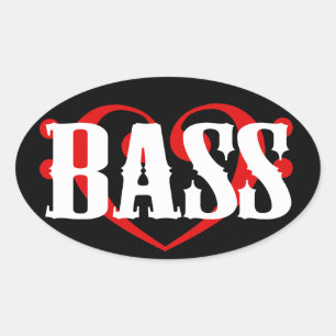 Pegatina Ovalada Bass Clef Heart