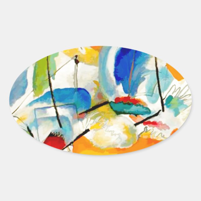 Pegatina Ovalada Batalla del mar de Kandinsky 1913 (Anverso)