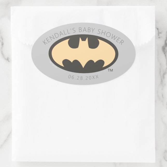 Pegatina Ovalada Batman Super Hero Baby Shower (Bolso)