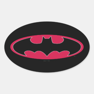 Pegatina Ovalada Batman Symbol   Red Black Logo