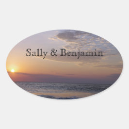 Pegatina Ovalada Beach Sunrise