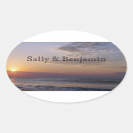 Pegatina Ovalada Beach Sunrise