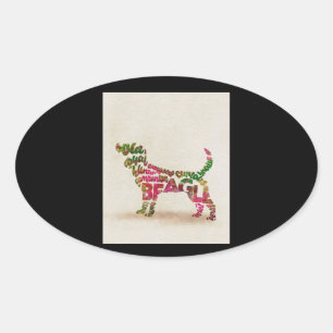 Pegatina Ovalada Beagle Dog Cuties