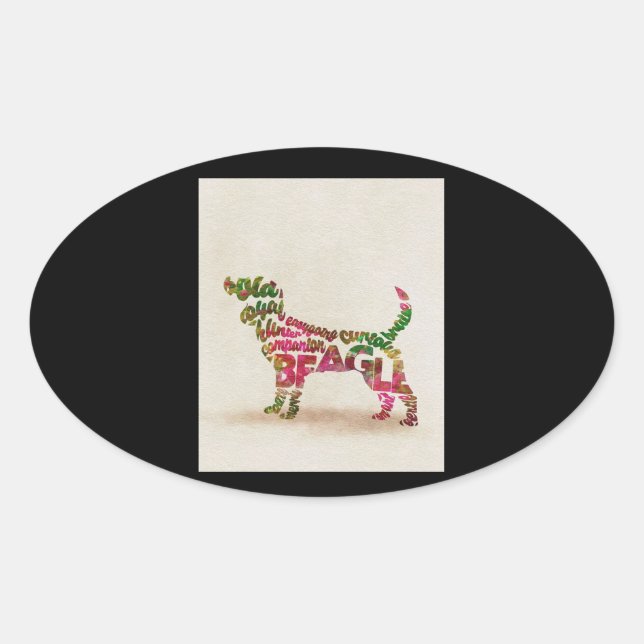 Pegatina Ovalada Beagle Dog Cuties (Anverso)