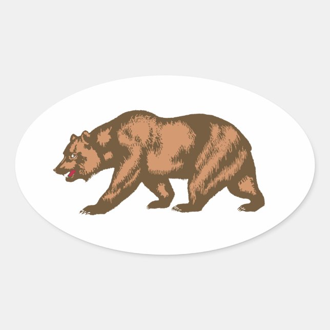Pegatina Ovalada Bear de California (Anverso)