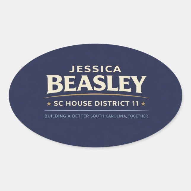Pegatina Ovalada Beasley for SC House District 11 (Anverso)