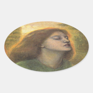 Pegatina Ovalada Beata Beatrix, pintada por Dante Gabriel Rossetti