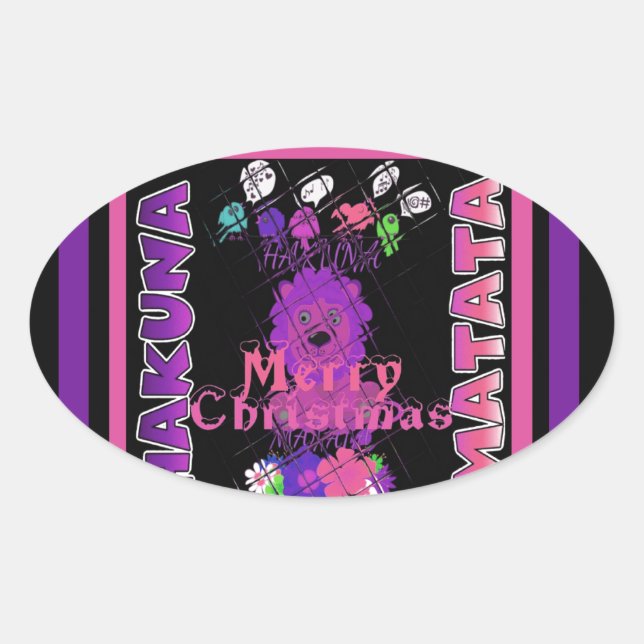 Pegatina Ovalada Bebé rosa Bella Feliz Navidad Hakuna Matata (Anverso)