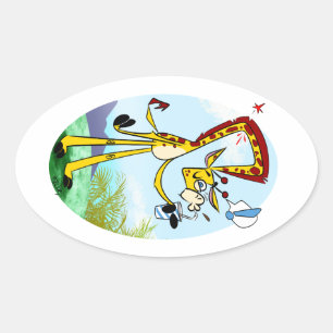 Pegatina Ovalada BEBER EN MI GIRAFFE DE Jeff Willis Art