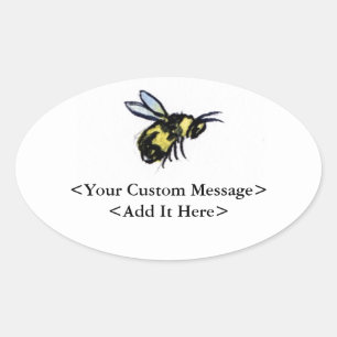 Pegatina Ovalada Bebidas de miel Personalizadas Insect Art Oval Bug