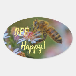 Pegatina Ovalada ¡Bee Happy!
