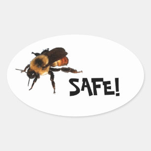 Pegatina Ovalada ¡Bee Safe! Abeja