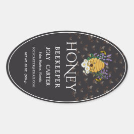 Pegatina Ovalada Beekeeping Honey Labels | Honeybee & Honeycomb Des