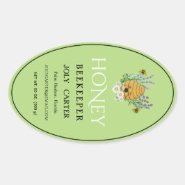 Pegatina Ovalada Beekeeping Honey Labels | Honeybee & Honeycomb Des