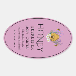 Pegatina Ovalada Beekeeping Honey Labels | Honeybee & Honeycomb Des