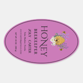 Pegatina Ovalada Beekeeping Honey Labels | Honeybee & Honeycomb Des