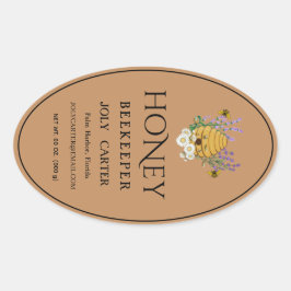 Pegatina Ovalada Beekeeping Honey Labels | Honeybee & Honeycomb Des