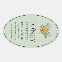 Pegatina Ovalada Beekeeping Honey Labels | Honeybee & Honeycomb Des