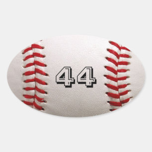 Pegatina Ovalada Béisbol Blanco Clásico con Número de Jersey Person