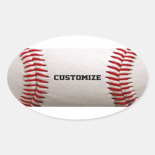 Pegatina Ovalada Béisbol con texto de Personalizable