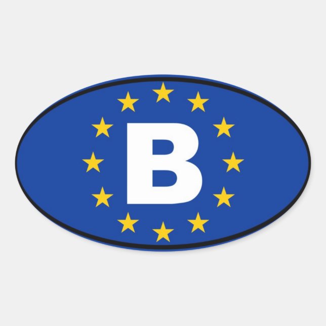 Pegatina Ovalada Bélgica - B - Unión Europea (Anverso)