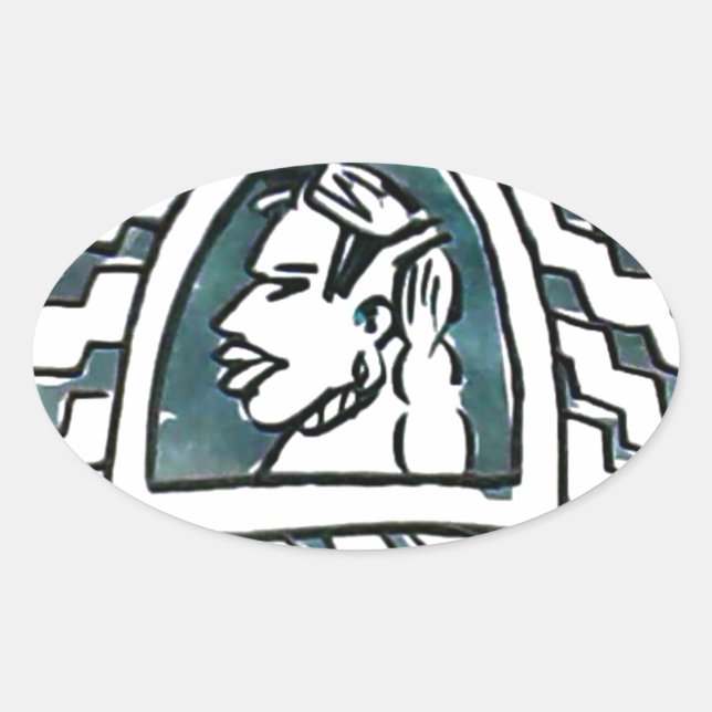 Pegatina Ovalada Belleza africana Bongo arte tribal retrato masái (Anverso)