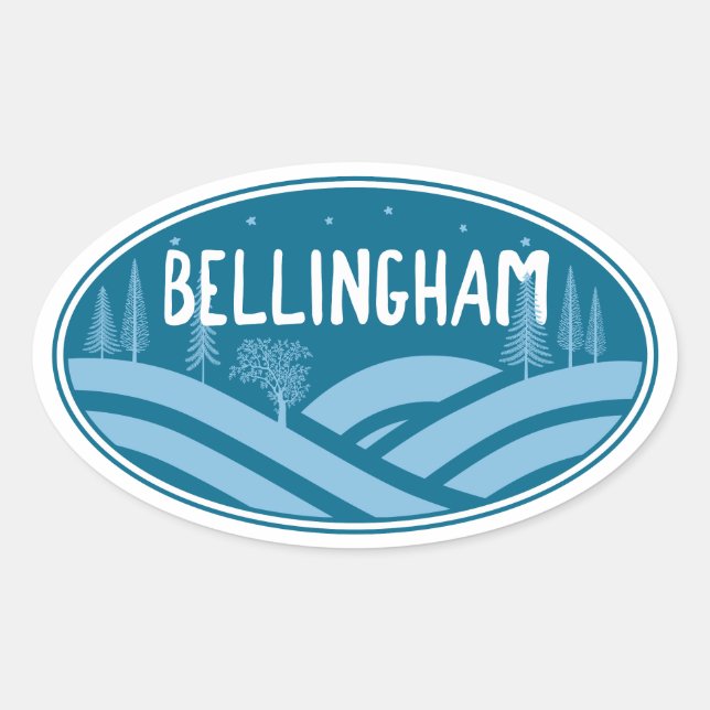 Pegatina Ovalada Bellingham Washington al aire libre (Anverso)