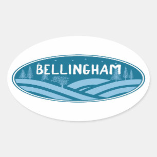 Pegatina Ovalada Bellingham Washington al aire libre