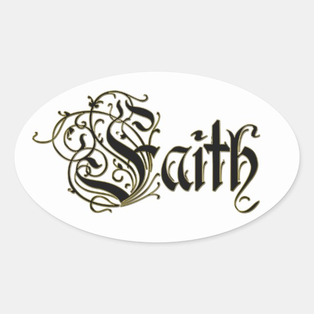 Pegatina Ovalada Bendito oro agradecido fe cristiana cruza jesús (Anverso)