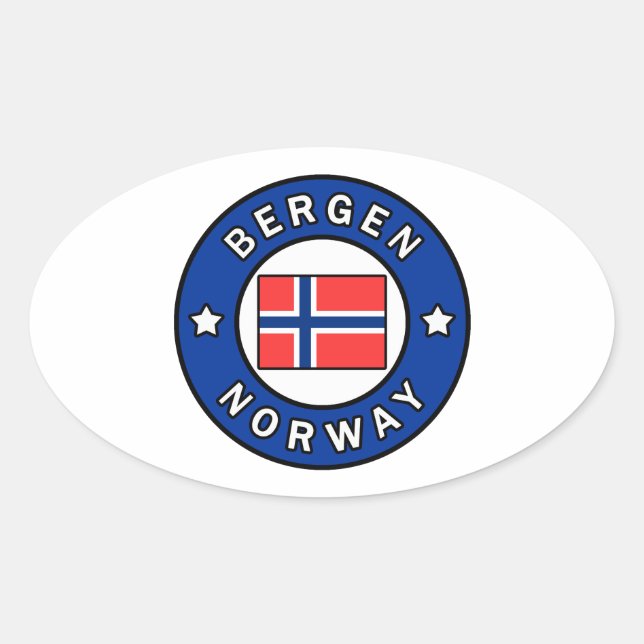 Pegatina Ovalada Bergen Noruega (Anverso)