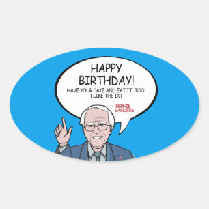 Pegatina Ovalada Bernie Sanders Saludo - Feliz Cumpleaños -.png