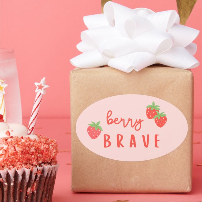 Pegatina Ovalada berry brave childhood cancer sick kids cute  (Fiesta)