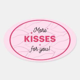 Pegatina Ovalada Besa labios rojos rosados amor romántico.