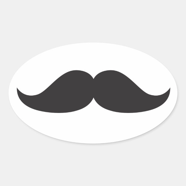 Pegatina Ovalada Bestseller Mustache Gift Stach Humor Stachin Fun (Anverso)