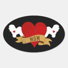 Pegatina Ovalada Bichon Frise Mom [Estilo Tattoo]