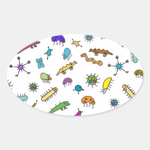 Pegatina Ovalada Bichos y Bestias en Miniatura