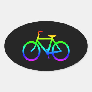 Pegatina Ovalada Bicicleta de arcoíris brillante