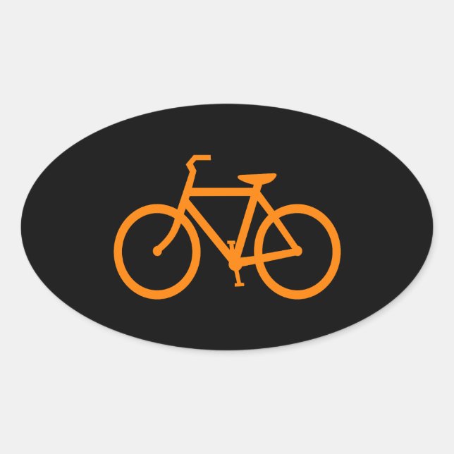 Pegatina Ovalada Bicicleta naranja (Anverso)