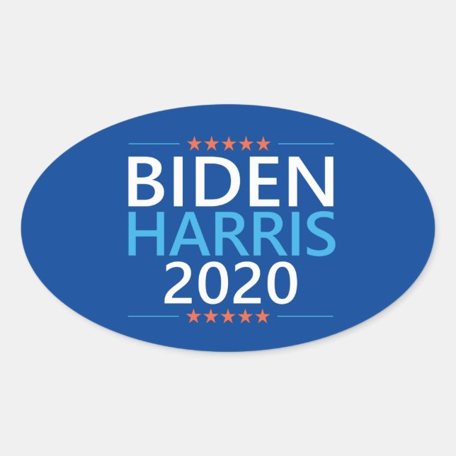 Pegatina Ovalada Biden Harris 2020 para el presidente (Anverso)