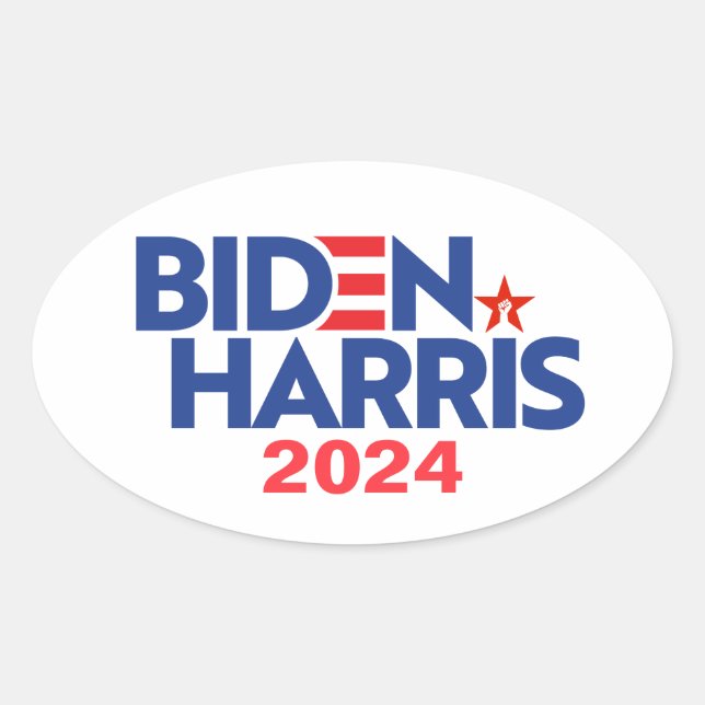 Pegatina Ovalada Biden Harris 2024 (Anverso)