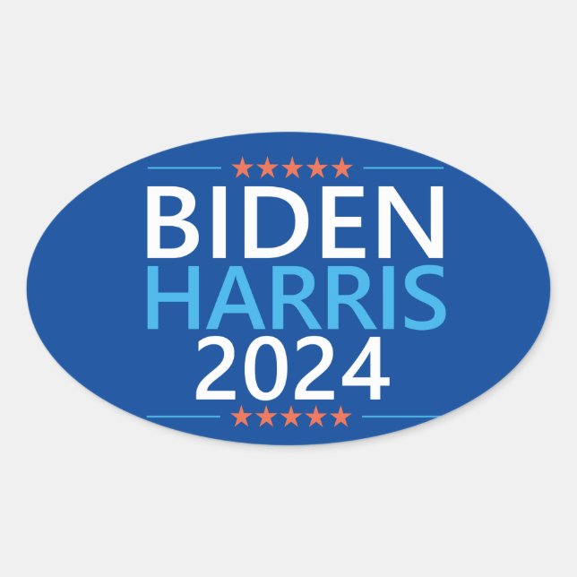 Pegatina Ovalada Biden Harris 2024 por las elecciones presidenciale (Anverso)