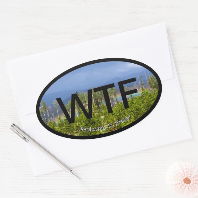 Pegatina Ovalada Bienvenido a Fraser (Sobre)