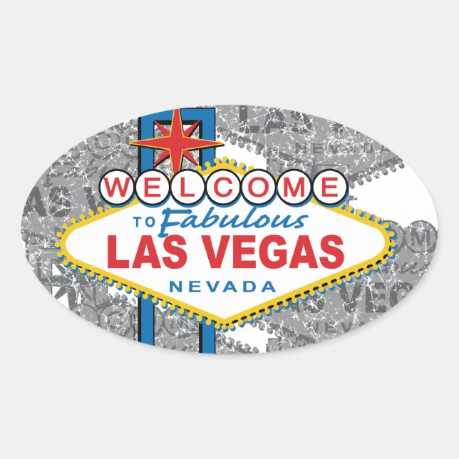 Pegatina Ovalada Bienvenidos a Fabulous Las Vegas (Anverso)
