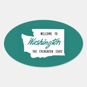 Pegatina Ovalada Bienvenidos a Washington - Estados Unidos