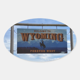 Pegatina Ovalada Bienvenidos a Wyoming