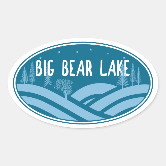 Pegatina Ovalada Big Bear Lake California al aire libre (Anverso)