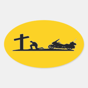 PEGATINA OVALADA BIKER PRAYING
