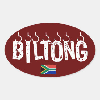 Pegatina Ovalada Biltong Sudáfrica Lekker Food Dry Wors Oval Sti