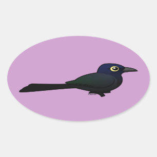 Pegatina Ovalada Birdorable Grande-ató Grackle